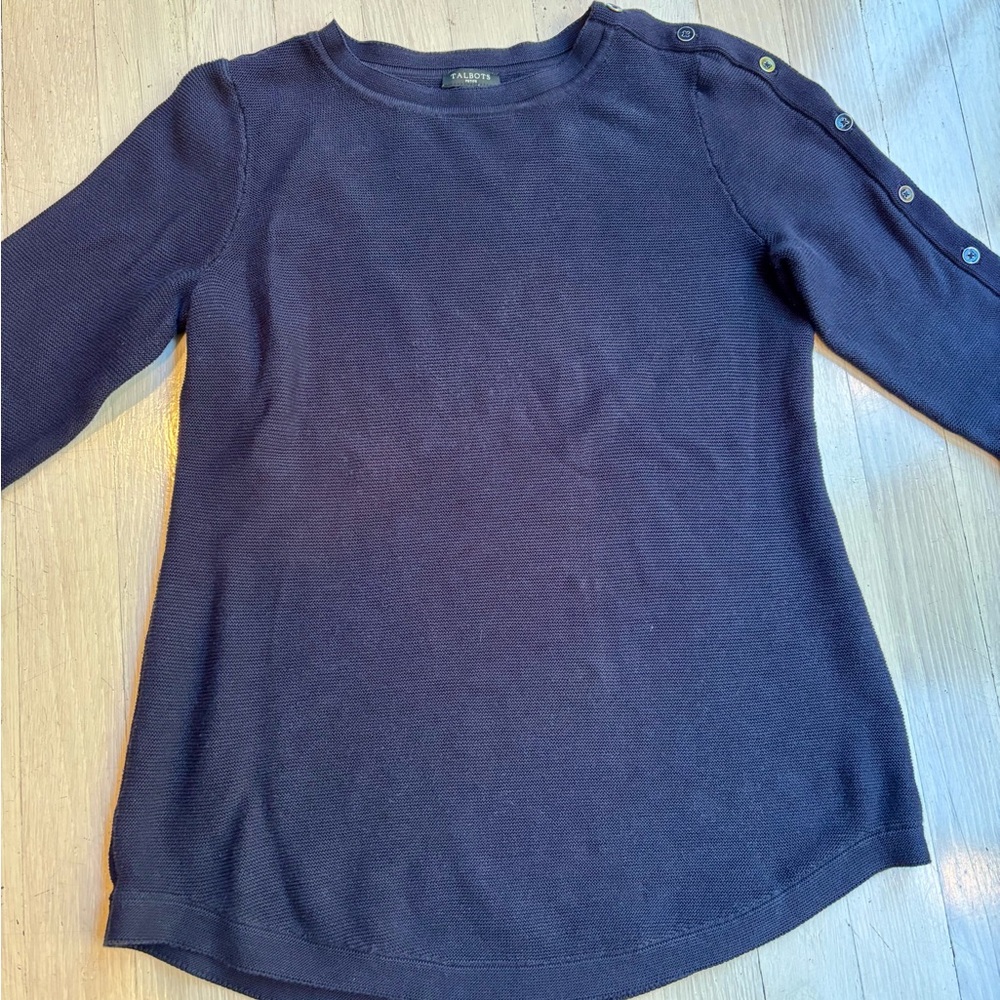 Talbots Navy Button-Shoulder Top